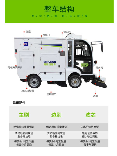 四轮扫路车MN-S1800配备240L标准庆阳垃圾桶